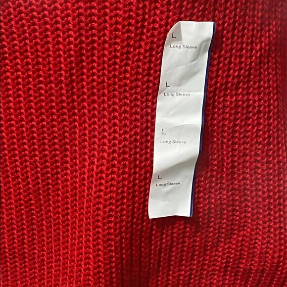 Wild Fable Sweater Cropped Knit‎ Long Sleeve V-Neck Pullover Red Large - Picture 4 of 13